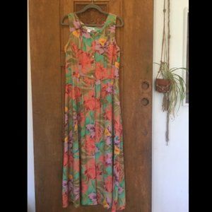Coldwater Creek 10 Maxi Dress button front Floral